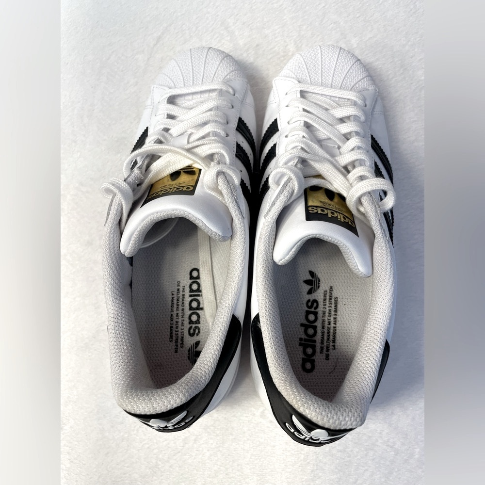 Adidas White And Black Shell Toe Superstar Sneake… - image 5